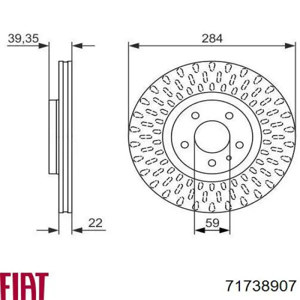 71738907 Fiat/Alfa/Lancia Диск тормозной передний