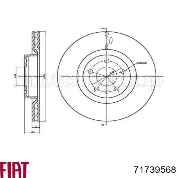 Тормоз дисковый передний Fiat/Alfa/Lancia 71739568 цена, от 30.72 USD