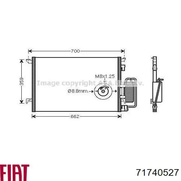 Конденсатор кондиционера Fiat/Alfa/Lancia 71740527 цена, от 71.03 USD