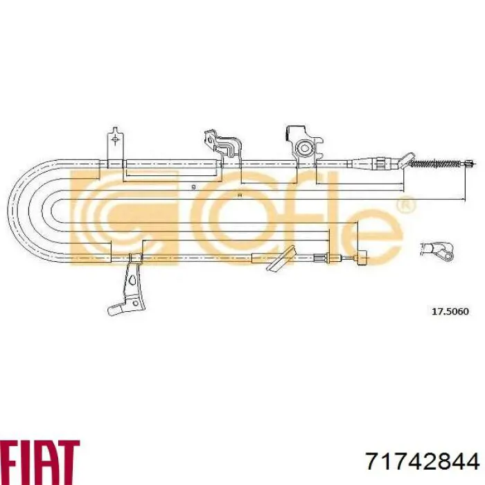 Трос стояночного тормоза задний правый Fiat/Alfa/Lancia 71742844 цена, от 30.60 USD