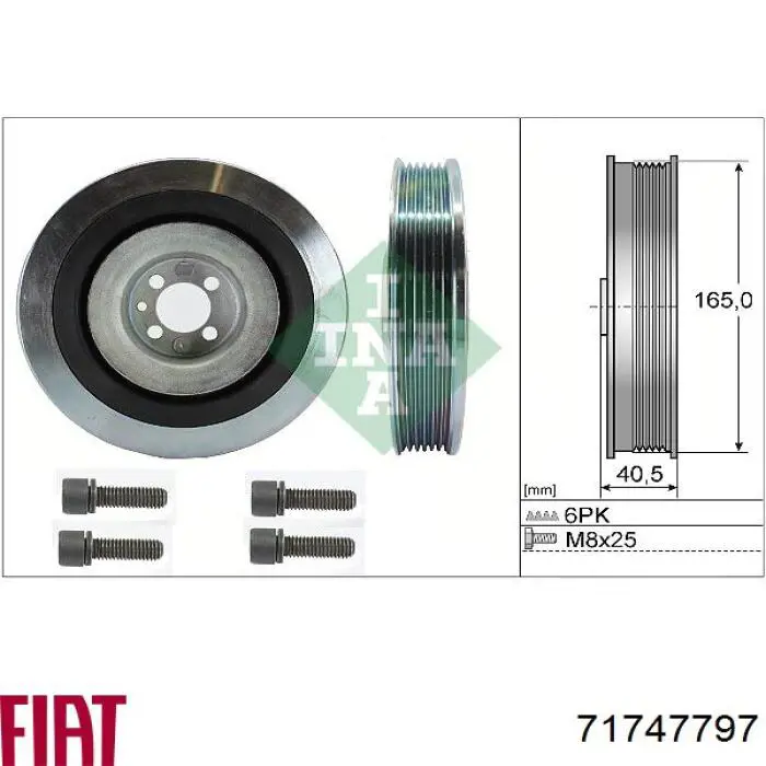 Шкив коленвала (демпфер) Fiat/Alfa/Lancia 71747797 цена, от 77.78 USD