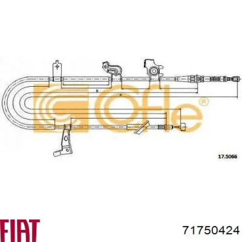 71750424 Fiat/Alfa/Lancia cabo do freio de estacionamento traseiro direito