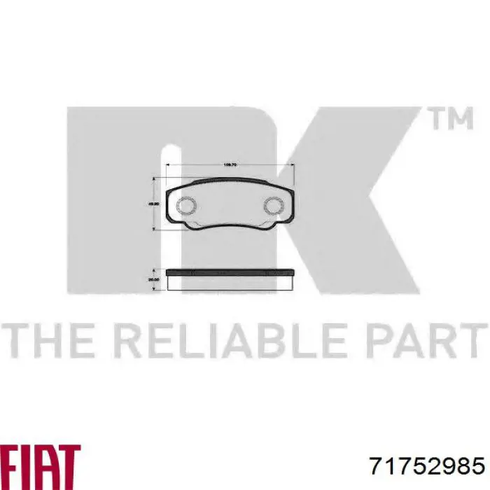 Купить 71752985 Fiat/Alfa/Lancia Колодки тормозные задние, дисковые