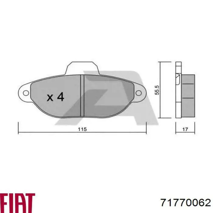 Передние тормозные колодки 71770062 Fiat/Alfa/Lancia