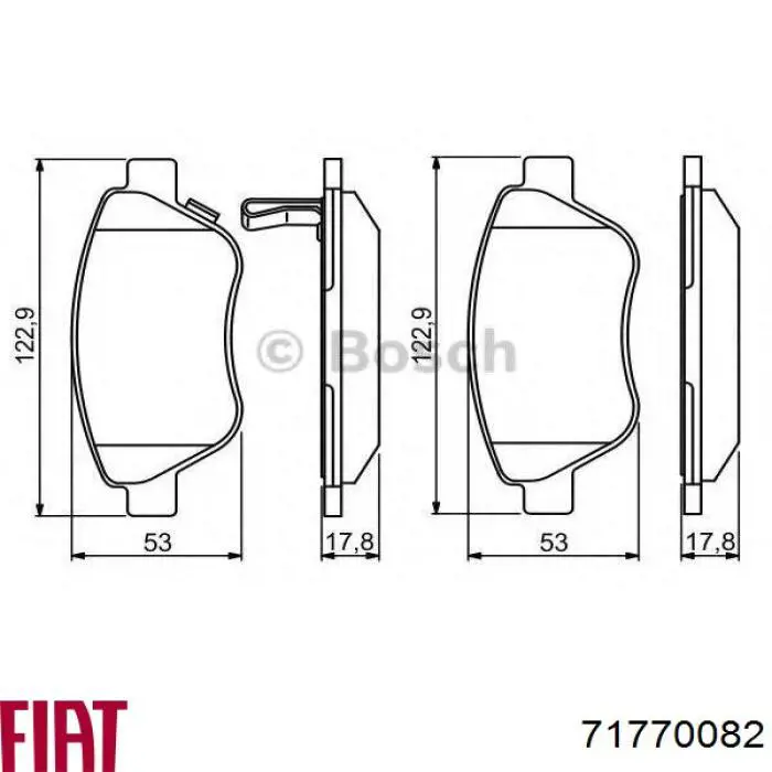 Тормозные колодки Fiat/Alfa/Lancia 71770082
