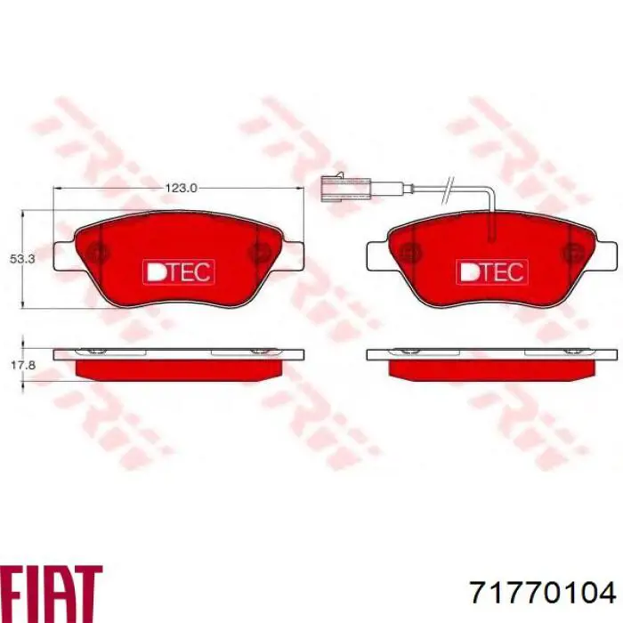 Передние тормозные колодки 71770104 Fiat/Alfa/Lancia
