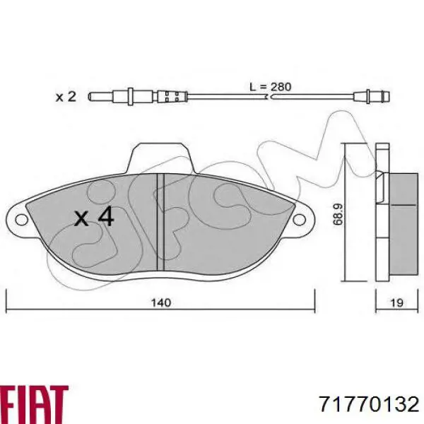 Колодки Fiat/Alfa/Lancia 71770132 цена, от 19.75 USD