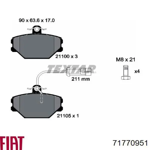Купить 71770951 Fiat/Alfa/Lancia Колодки тормозные