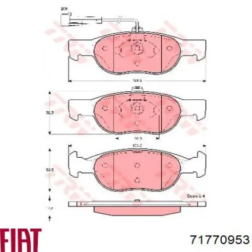 Передние тормозные колодки 71770953 Fiat/Alfa/Lancia