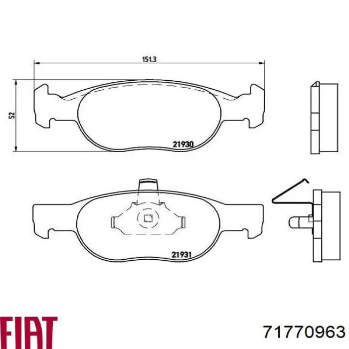 Передние тормозные колодки 71770963 Fiat/Alfa/Lancia