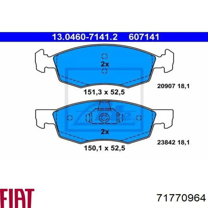 Тормозные колодки Fiat/Alfa/Lancia 71770964