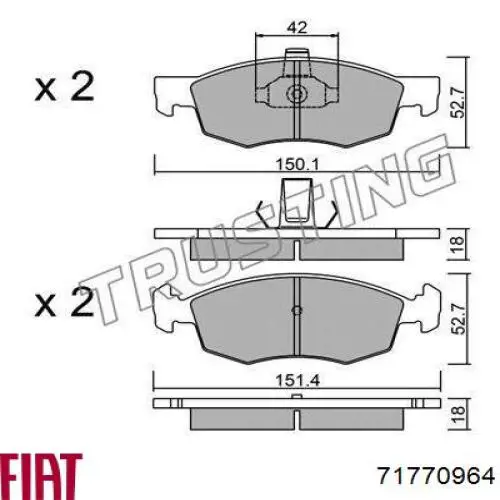 Колодки Fiat/Alfa/Lancia 71770964 цена, от 19.02 USD