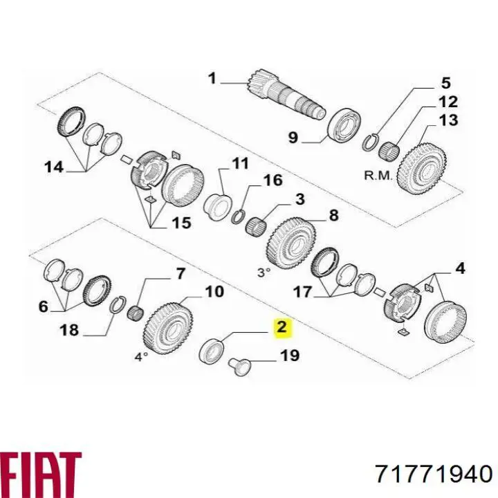 71771940 Fiat/Alfa/Lancia rolamento da árvore secundária da caixa de mudança