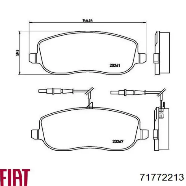 Передние тормозные колодки 71772213 Fiat/Alfa/Lancia