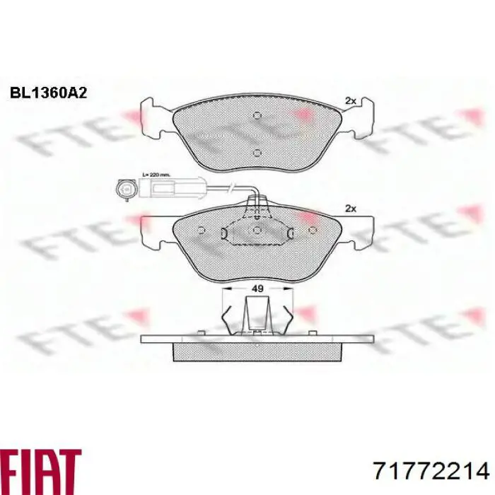 Колодки Fiat/Alfa/Lancia 71772214 цена, от 34.28 USD