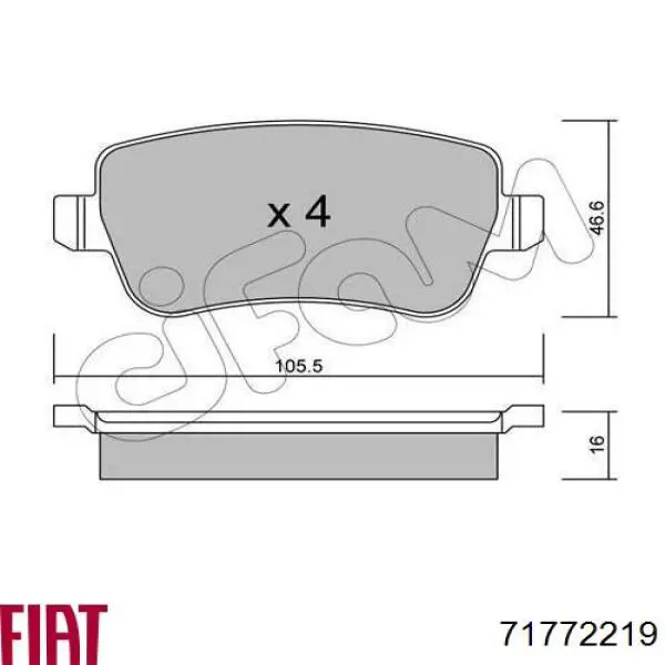 Колодки дисковые  Fiat/Alfa/Lancia 71772219 цена, от 25.23 USD