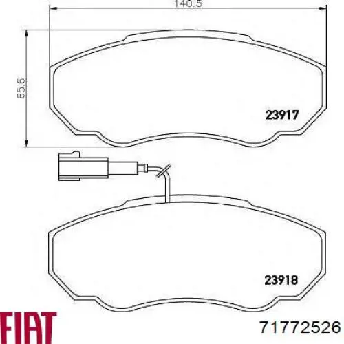 Передние тормозные колодки 71772526 Fiat/Alfa/Lancia