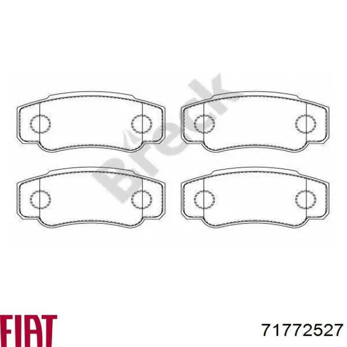 Задние тормозные колодки 71772527 Fiat/Alfa/Lancia