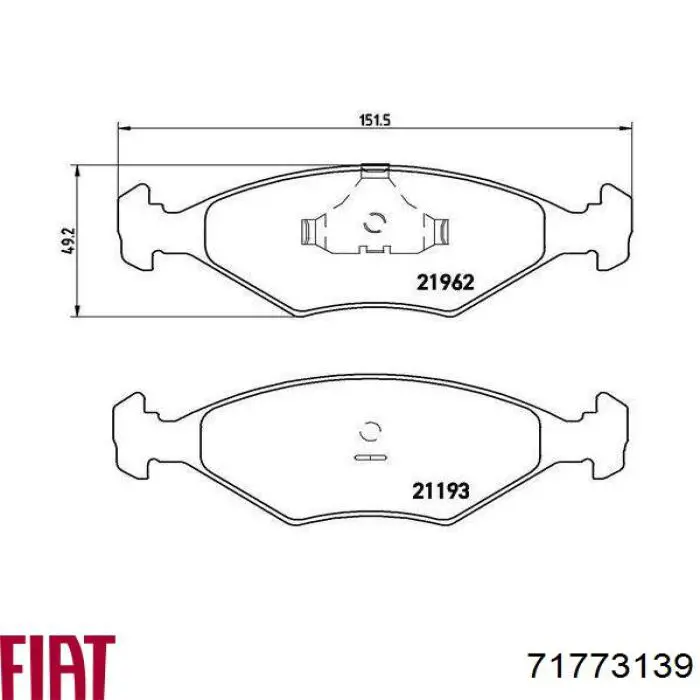 Передние тормозные колодки 71773139 Fiat/Alfa/Lancia