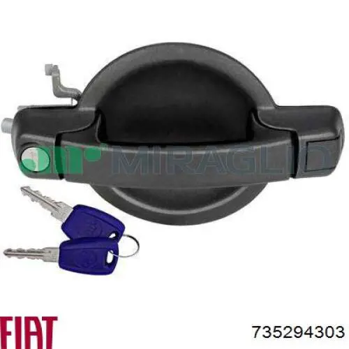 735294303 Fiat/Alfa/Lancia maçaneta dianteira direita da porta externa