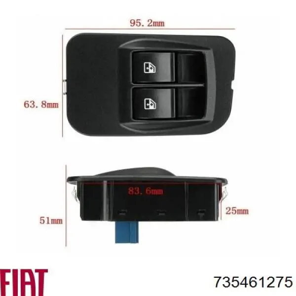Кнопки переднего левого стеклоподъемника Fiat/Alfa/Lancia 735461275