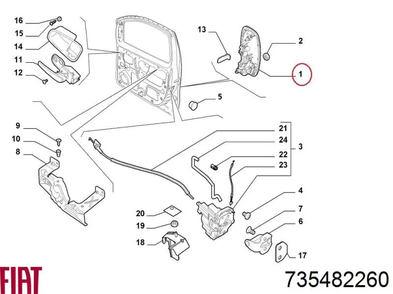 Ручка боковой двери наружная правая 735482260 Fiat/Alfa/Lancia