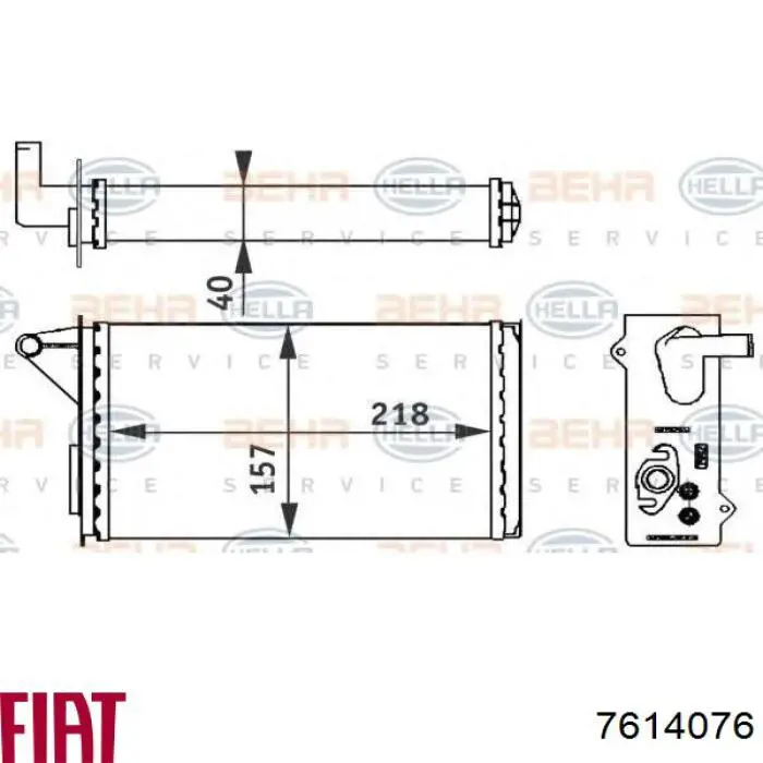 Радиатор печки 7614076 Fiat/Alfa/Lancia