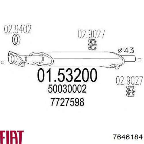 Глушитель, центральная часть FIAT 7646184