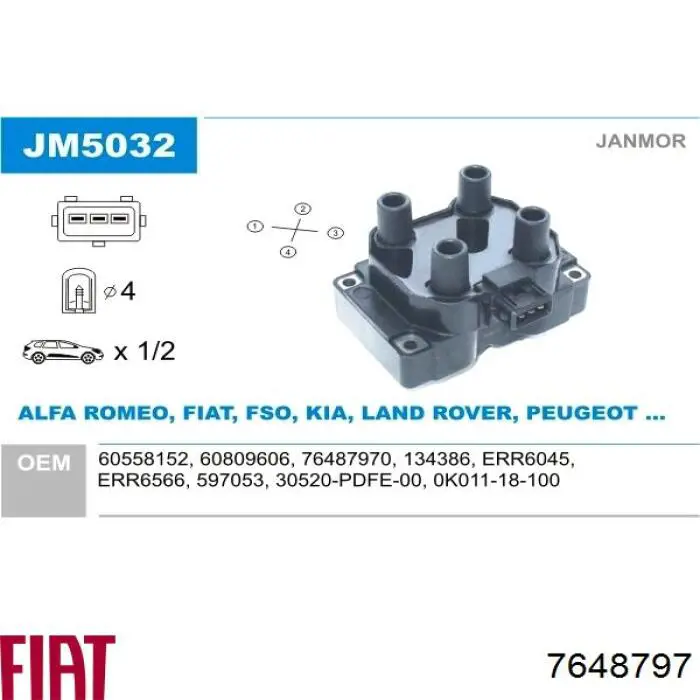 Купить 7648797 Fiat/Alfa/Lancia Катушка зажигания