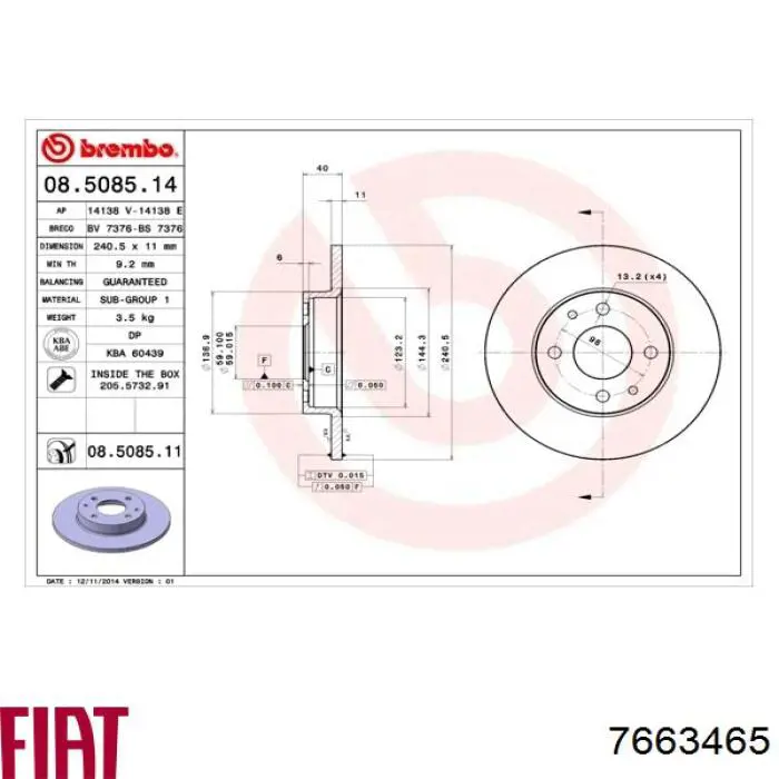 Compre 7663465 Fiat/Alfa/Lancia Disco do freio traseiro