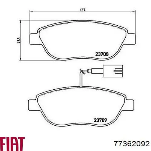 Передние тормозные колодки 77362092 Fiat/Alfa/Lancia