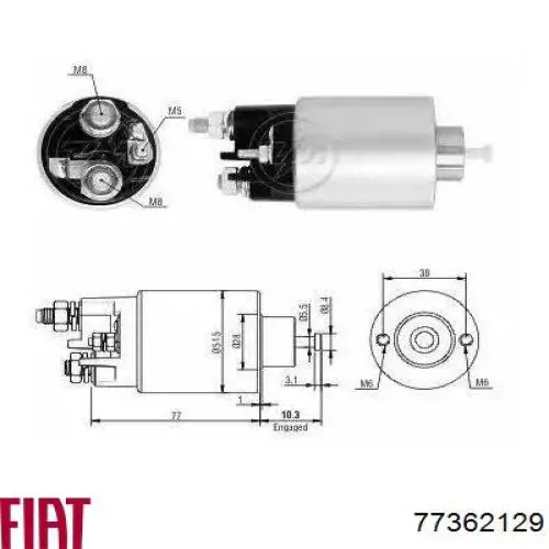 Втягивающее реле Fiat/Alfa/Lancia 77362129