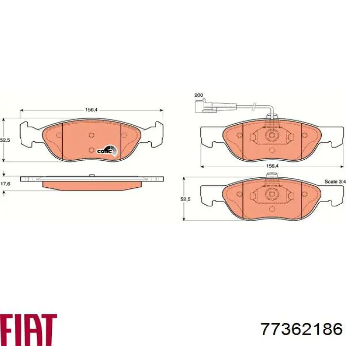 Колодки Fiat/Alfa/Lancia 77362186 цена, от 24.19 USD