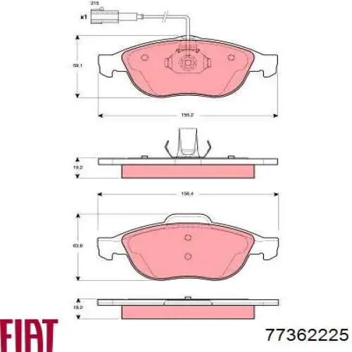 Колодки Fiat/Alfa/Lancia 77362225 цена, от 32.08 USD