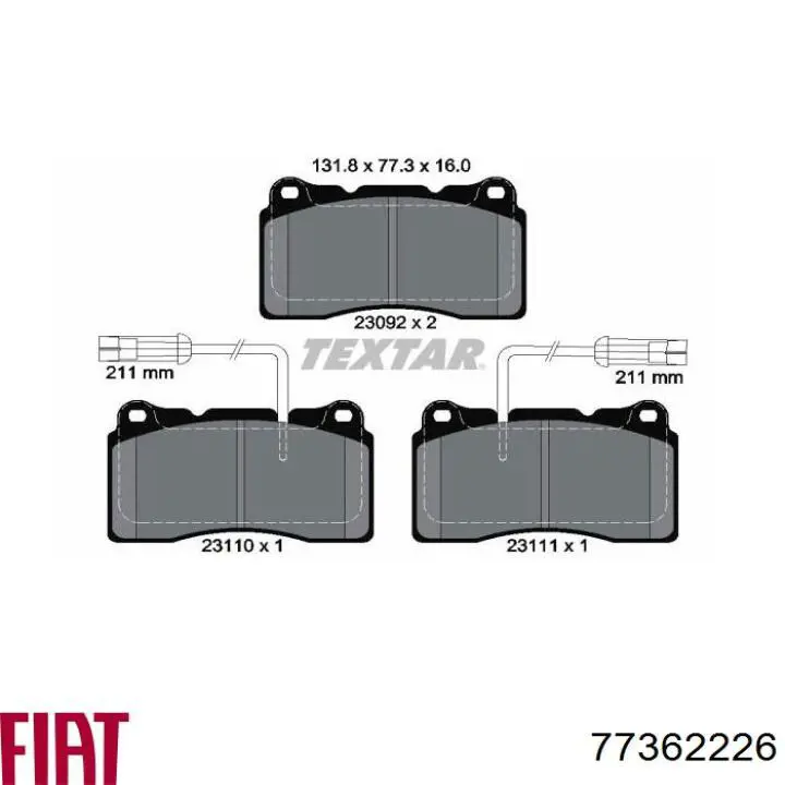 Купить 77362226 Fiat/Alfa/Lancia Колодки тормозные