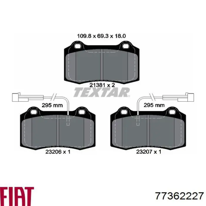 77362227 Fiat/Alfa/Lancia колодки тормозные передние дисковые