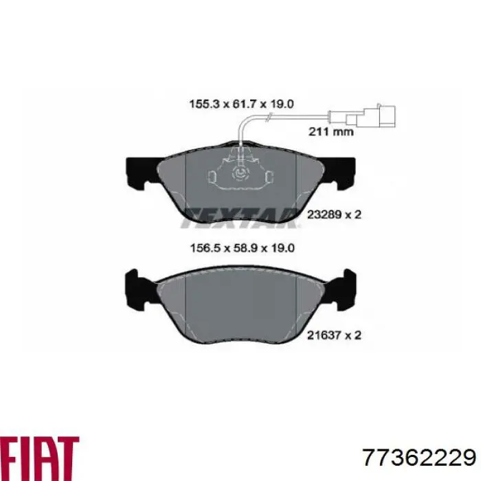77362229 Fiat/Alfa/Lancia Колодки передние