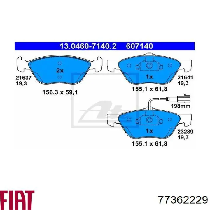 Колодки Fiat/Alfa/Lancia 77362229 цена, от 22.76 USD
