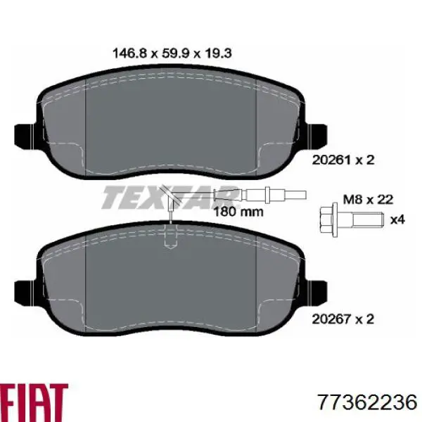 Купить 77362236 Fiat/Alfa/Lancia Колодки тормозные