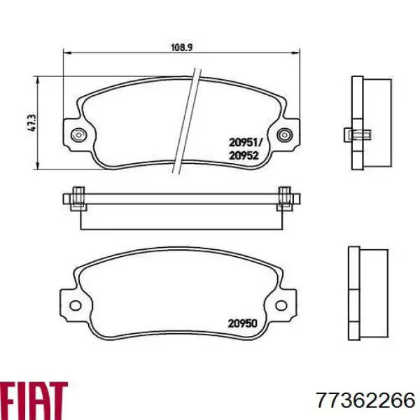 Передние тормозные колодки 77362266 Fiat/Alfa/Lancia