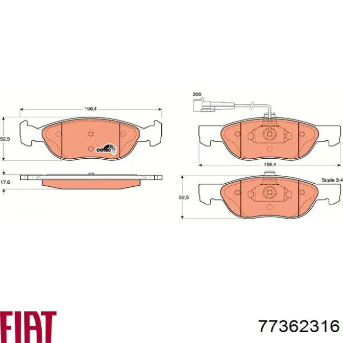 Колодки Fiat/Alfa/Lancia 77362316 цена, от 17.80 USD
