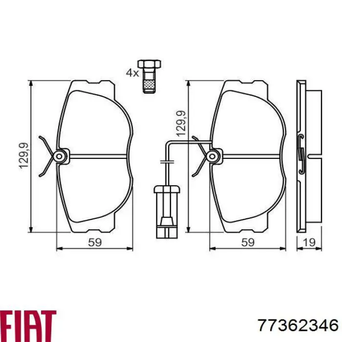 77362346 Fiat/Alfa/Lancia колодки тормозные передние дисковые