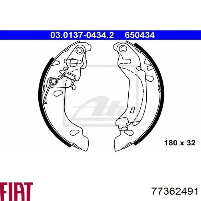 Купить 77362491 Fiat/Alfa/Lancia Колодки тормозные задние барабанные, в сборе с цилиндрами, комплект