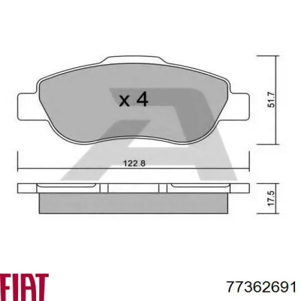 Передние тормозные колодки 77362691 Fiat/Alfa/Lancia