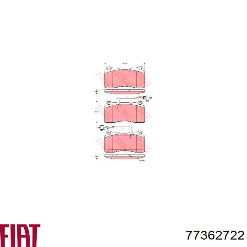 Передние тормозные колодки 77362722 Fiat/Alfa/Lancia