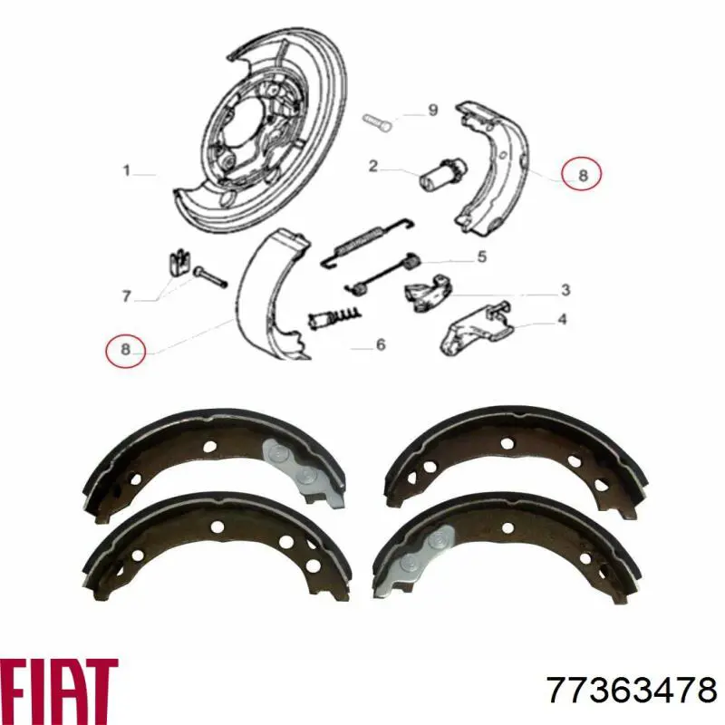 Тормозные колодки стояночного тормоза Fiat/Alfa/Lancia 77363478 цена, от 16.85 USD
