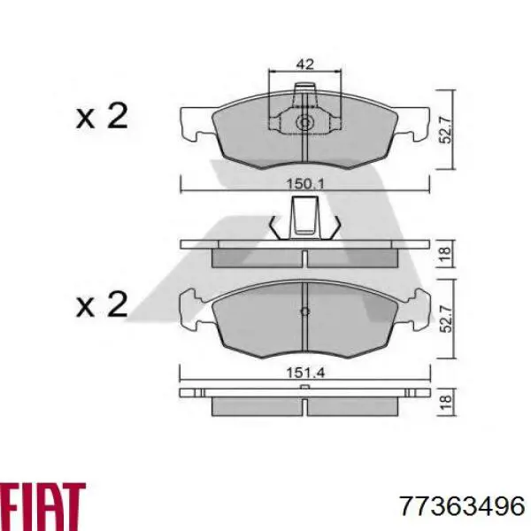 Sapatas do freio dianteiras de disco 77363496 Fiat/Alfa/Lancia
