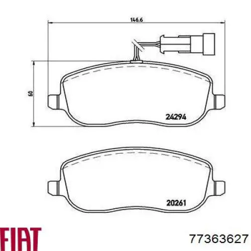 Передние тормозные колодки 77363627 Fiat/Alfa/Lancia
