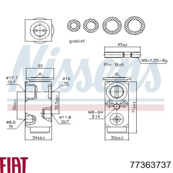 Клапан TRV кондиционера 77363737 Fiat/Alfa/Lancia