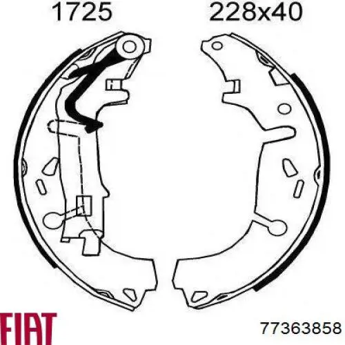 Задние барабанные колодки 77363858 Fiat/Alfa/Lancia